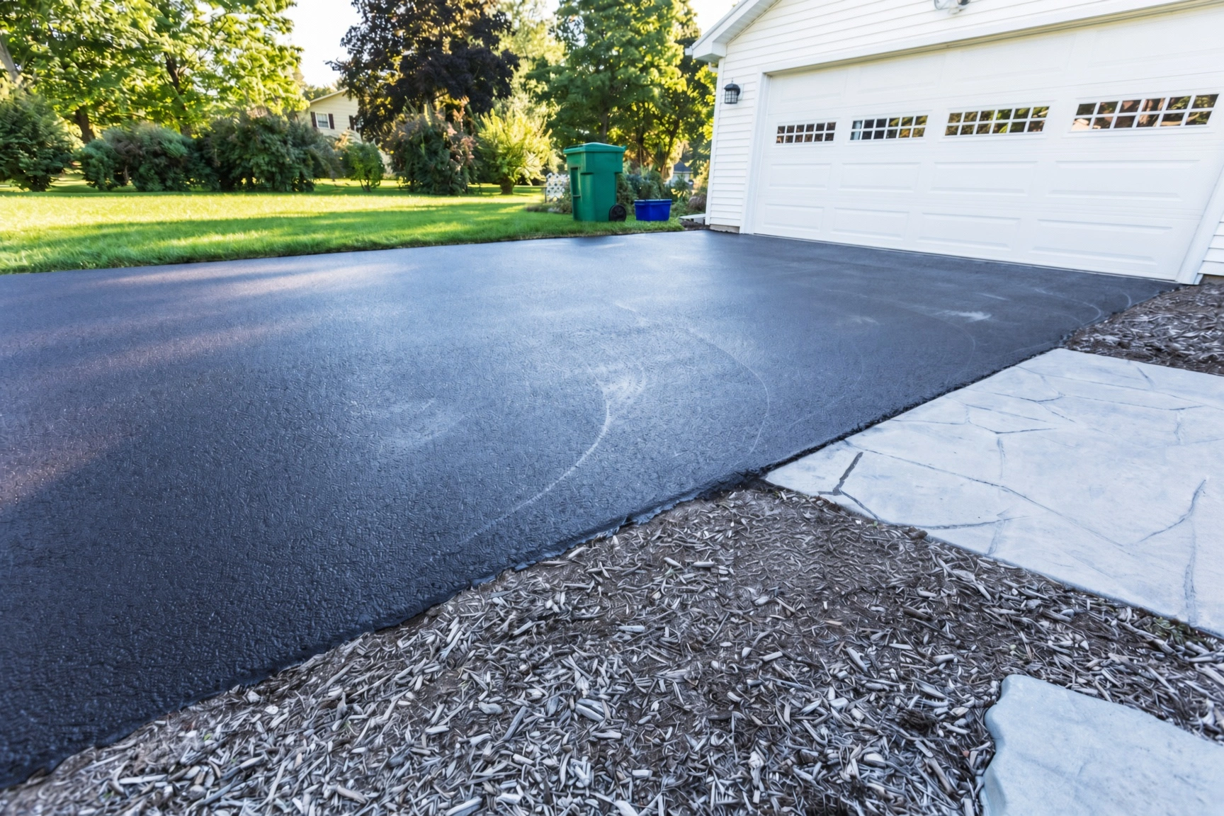 Driveway sealcoating being applied to a blacktop driveway in Knoxville