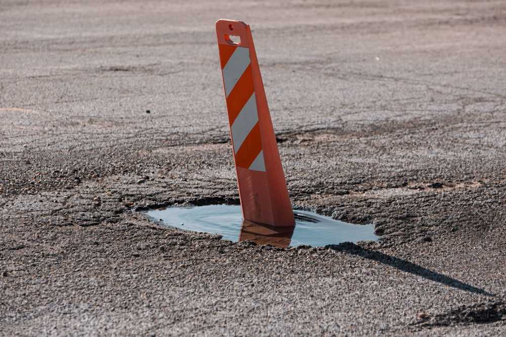 Parking lot pothole repair at a commercial property in Knoxville Tennessee